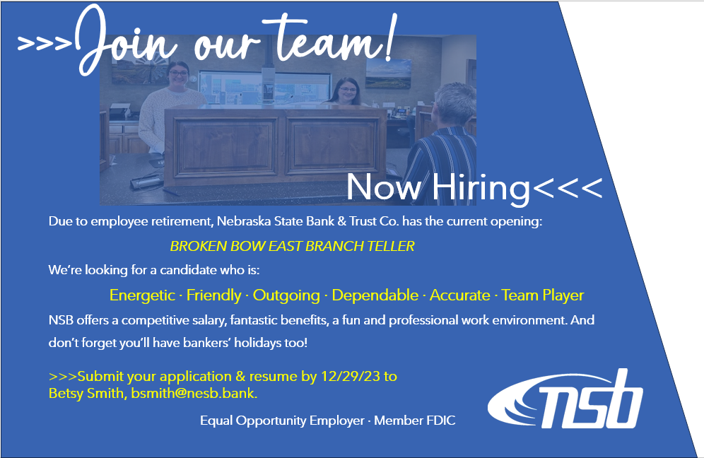 Careers Nebraska State Bank